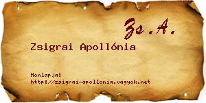 Zsigrai Apollónia névjegykártya